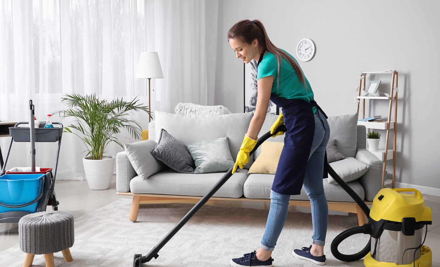 Living room deep cleaning